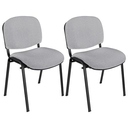4er Set Konferenzstuhl MOBY STOFF, schwarzes Gestell, bequem und praktisch, stapelbar, Farbe Grau