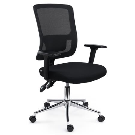 DEMO# Ergonomischer Bürostuhl MISTIC, exklusives Design, gepolsterte Lordosenstütze, Metallfußkreuz , Farbe Schwarz
